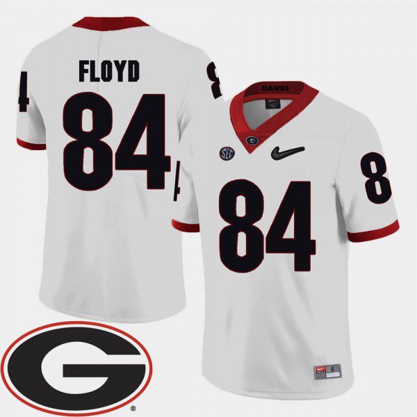 Men's #84 Leonard Floyd Georgia Bulldogs 2018 SEC Patch College Football Jersey - White